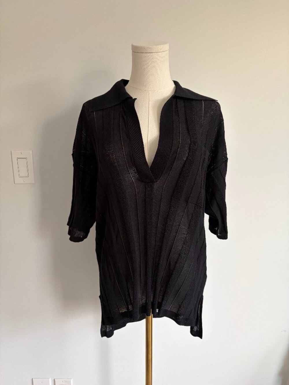 Acne Studios Black Bennati Sheer Polo